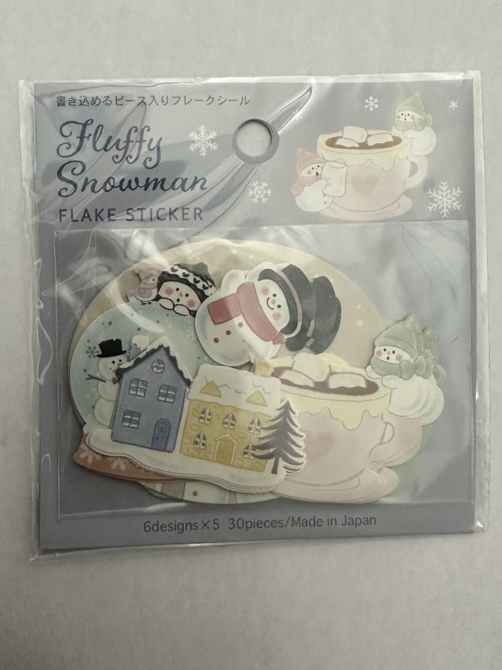 3 For $27 - GAIA Japan "Fluffy Snowman" Writable Flake Stickers